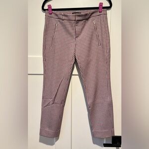 Banana Republic Pink and Black Checkered Women's Sloan Ankle Dress Pants Sz 4